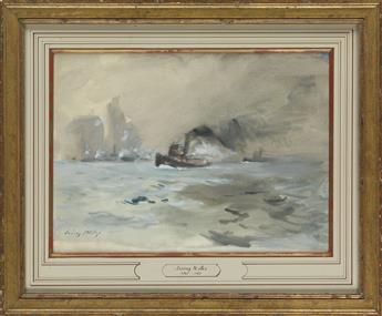 IRVING RAMSEY WILES Tugboat in the Fog, New York.